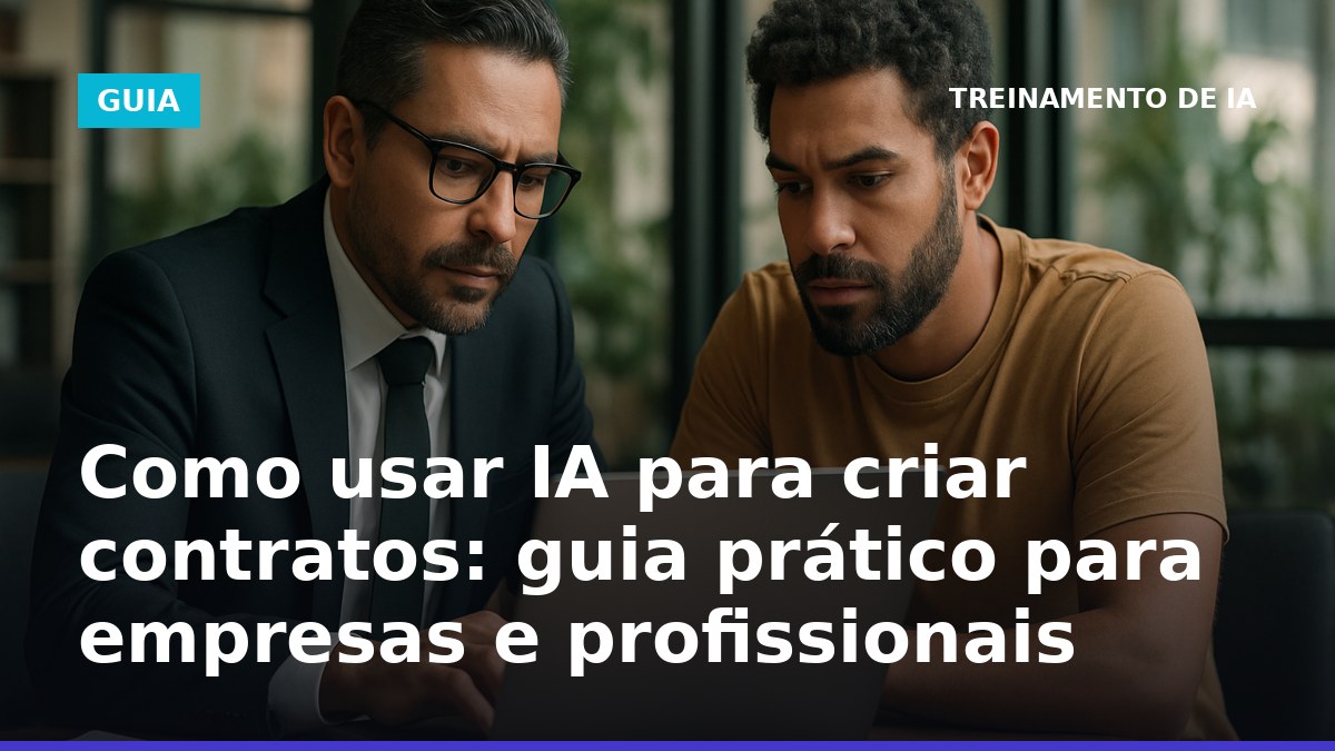 Advogado e empresária brasileiros usando IA para criar e revisar contrato digital.