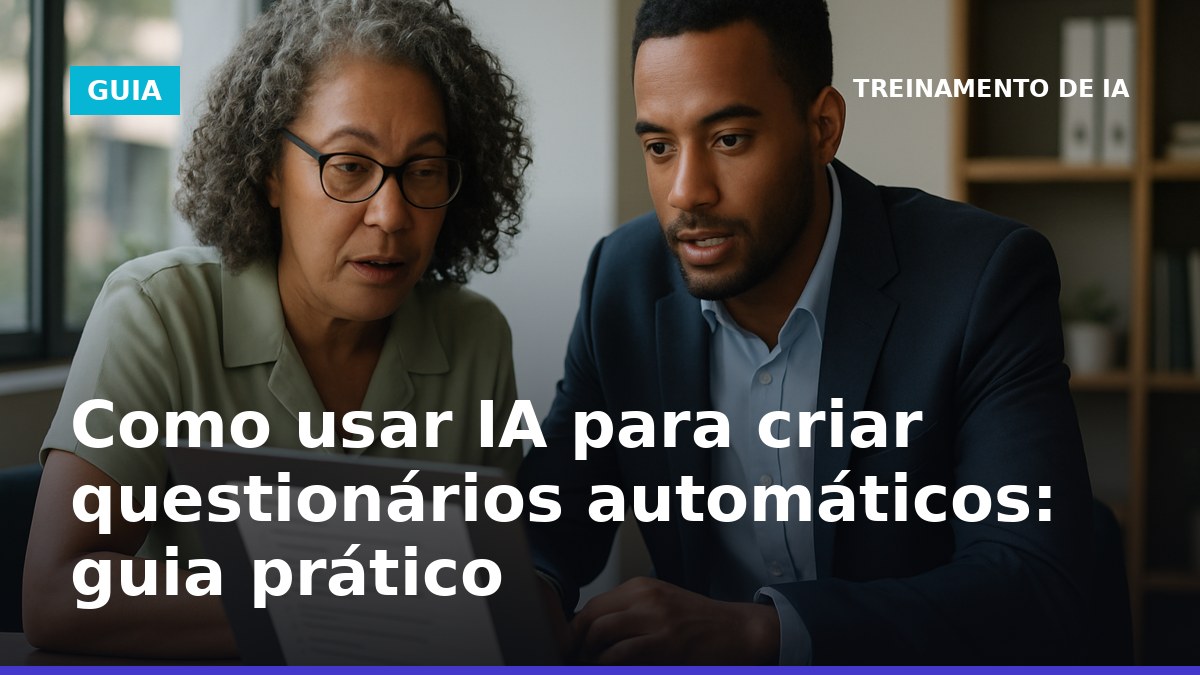 Profissionais brasileiros revisando questionário automático criado com IA em ambiente de trabalho.