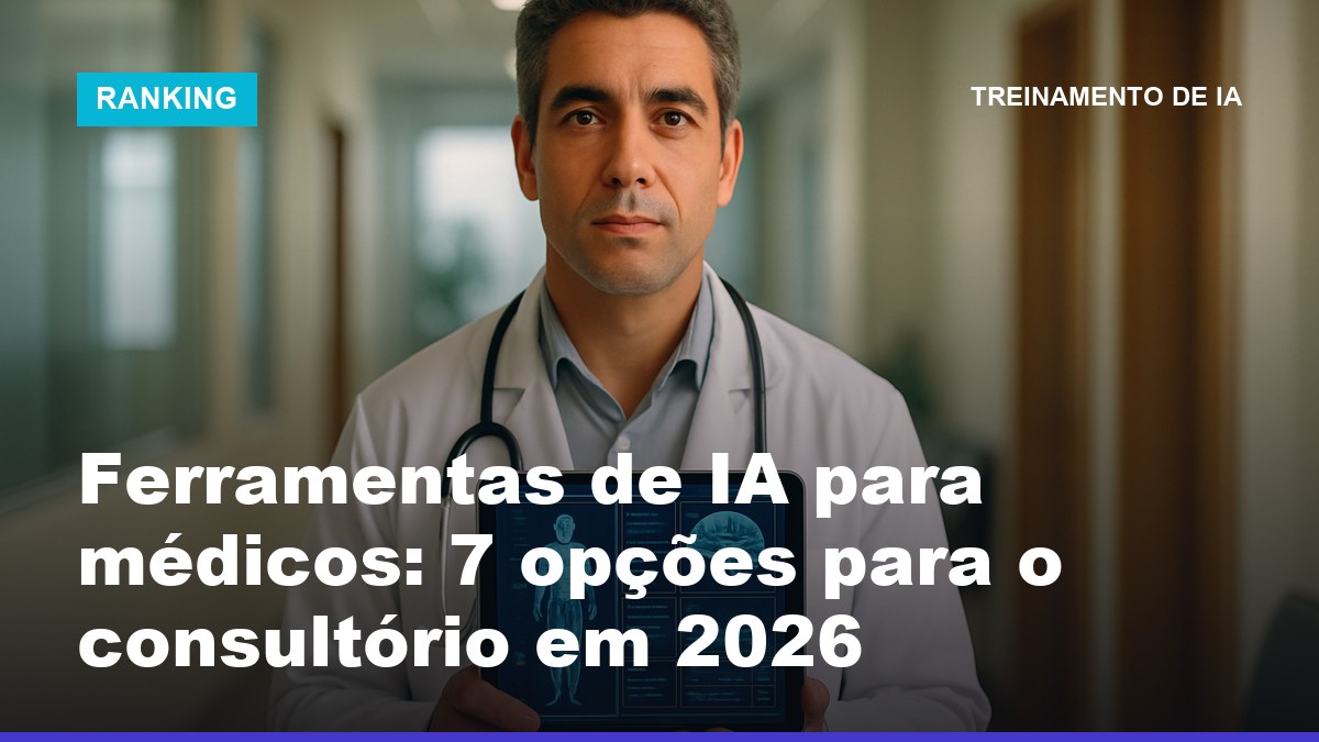 Médico brasileiro segurando tablet com ferramenta de IA para médicos em corredor de clínica moderna