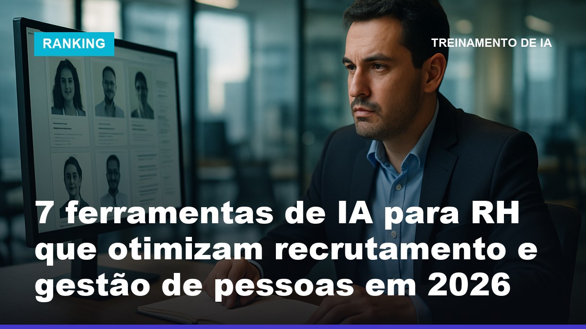 Diretor de RH brasileiro analisando candidatos com auxílio de ferramentas de IA em escritório corporativo moderno