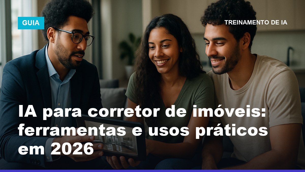 Corretor de imóveis brasileiro usando inteligência artificial no tablet para apresentar imóveis e qualificar clientes com mais eficiência