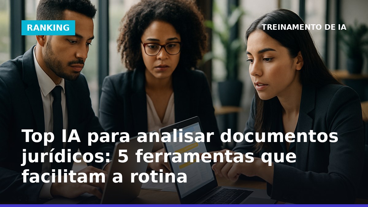 Advogados analisando documentos jurídicos em português com IA em escritório brasileiro