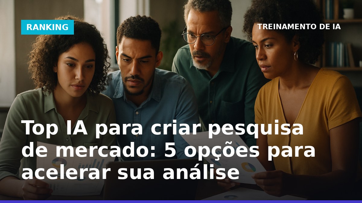 Profissionais brasileiros analisando pesquisa de mercado com IA em ambiente de trabalho