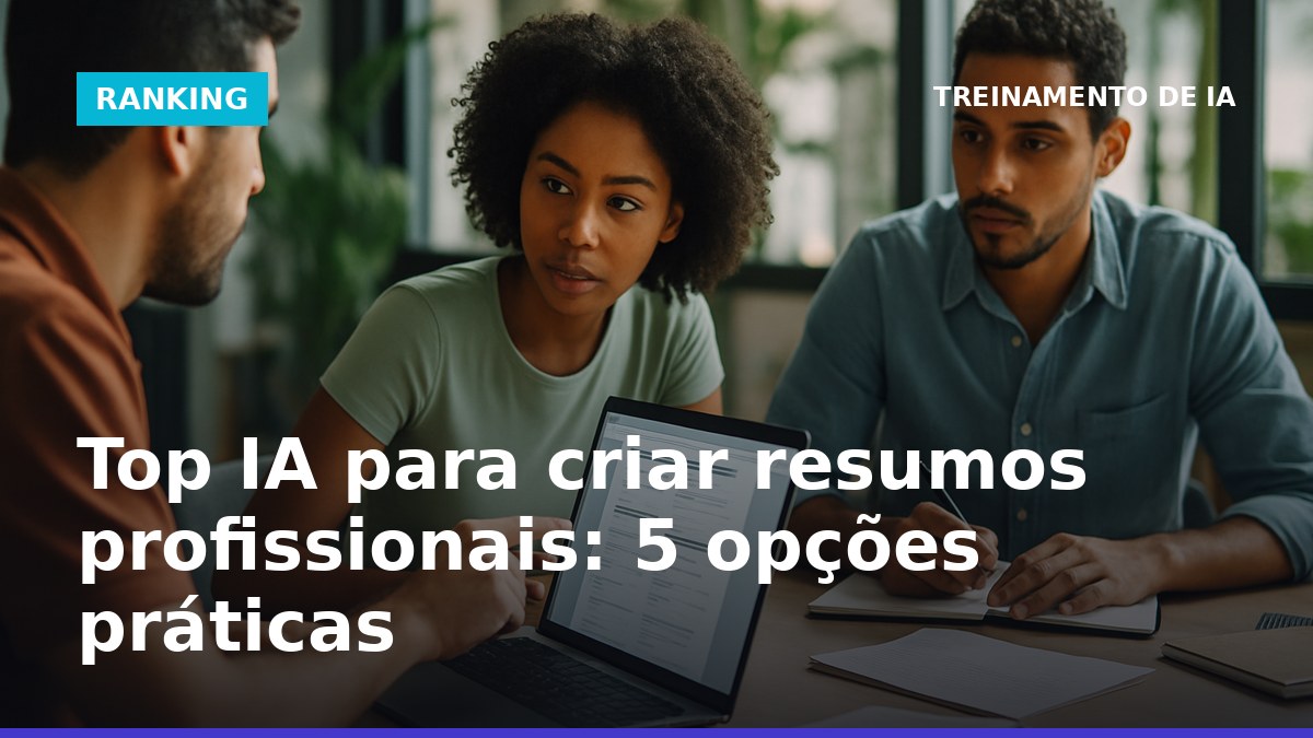 Profissionais brasileiros usando IA para criar resumos de documentos no trabalho.