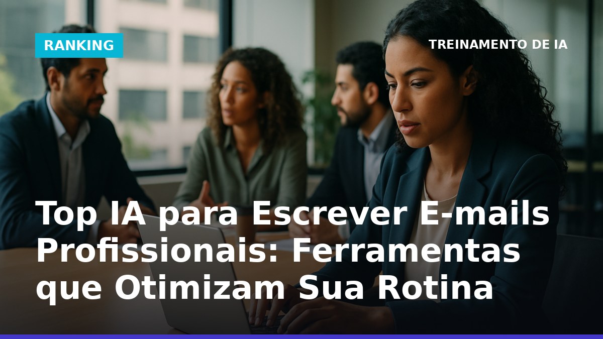 Profissionais escrevendo e-mails com IA em escritório no Brasil