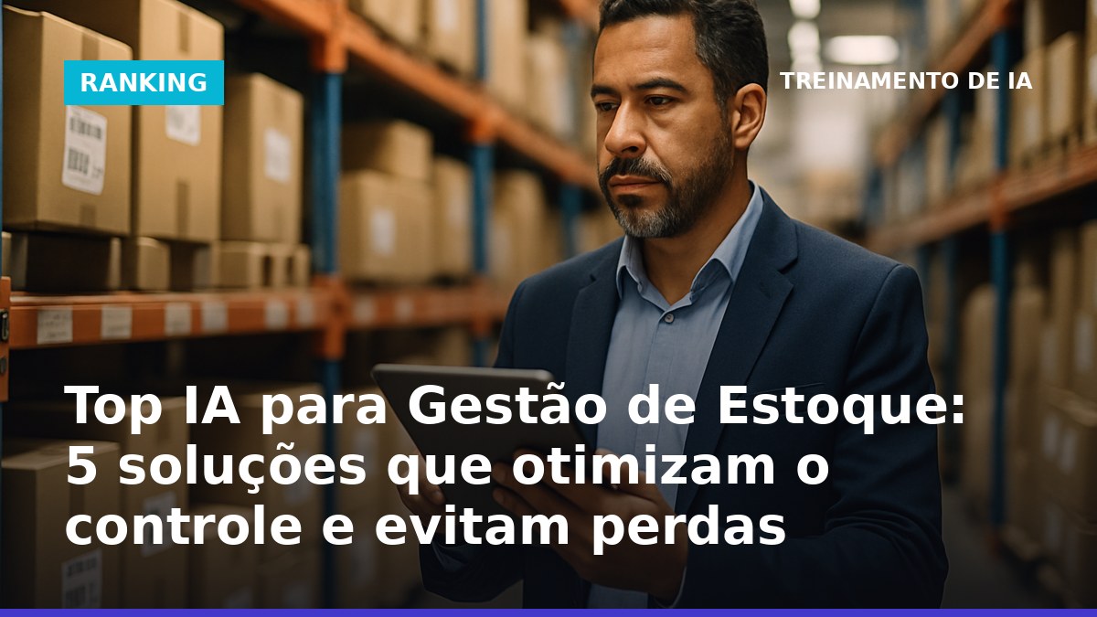 Gerente conferindo estoque com IA em tablet no depósito de loja brasileira